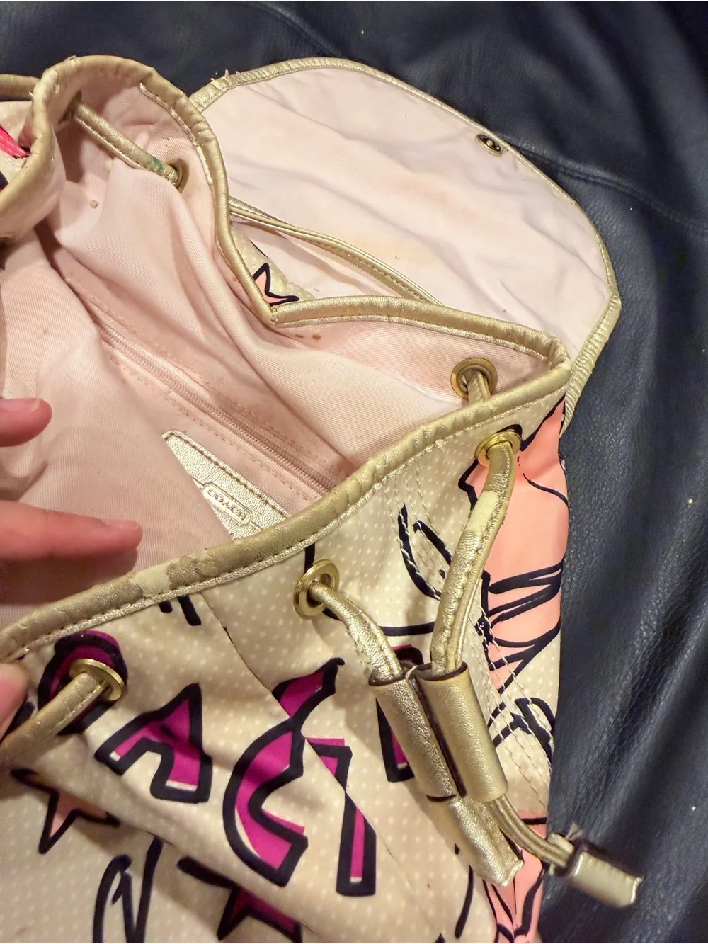 Coach Kyra Poppy Floral Graffiti Medium Drawstring Backpack - SEE FULL DETAILS